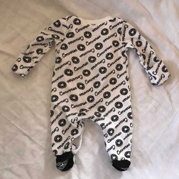 Converse Logo Script Footed Coverall Baby Onesie - Picture 5 of 7